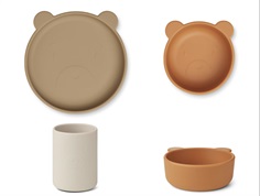 Liewood Mr Bear/oat multi mix junior dinnerware Cyrus silicone (3-pack)